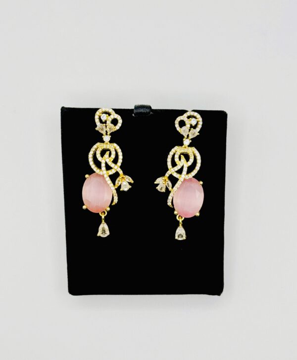 Pink Golden Silver Drop Unique Earrings